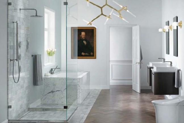 Bright premium bathroom with architectural fixtures