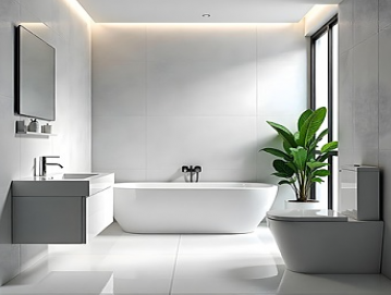 Minimal bathroom with freestanding tub